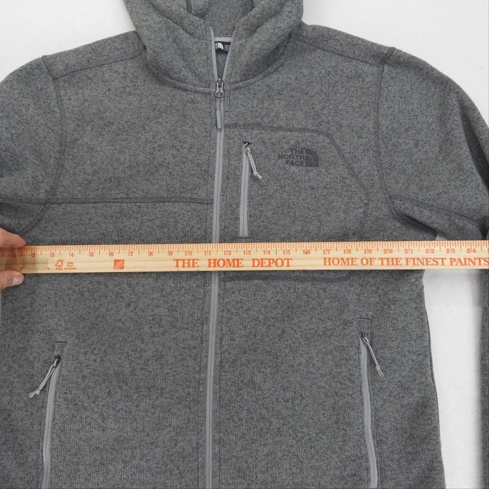 The North Face Jacket Mens L Gray Gordon Lyons Fleece Full Zip Hooded Outdoor
